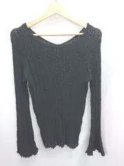 ◇ Θ Ray BEAMS レイビームス 透け感　リブニット 長袖 カットソー サイズ ブラック レディース E  【1410230008919】