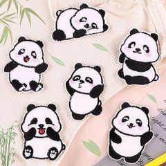 パンダ ワッペン アップリケ 縫い付け用 糊なし どうぶつ アニマル ぱんだ 2個  motif654