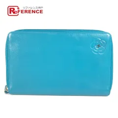 CHANEL シャネル 長財布 カメリア CC ココマーク レザー ブルー