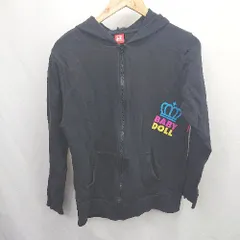 ◇ ⊇ BABYDOLL ベビードール カジュアル系 長袖 フーディー サイズＬ ブラック系 キッズ E  【1507160033576】