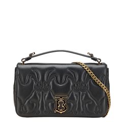 バーバリー うさぎ ラビット TBロゴ  チェーンショルダーバッグ ハンドバッグ 2WAY ブラック レザー レディース BURBERRY【205-17789】