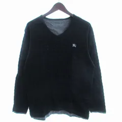 バーバリーブラックレーベル BURBERRY BLACK LABEL Tシャツ カットソー 長袖 Vネック コットン 黒 ブラック 3