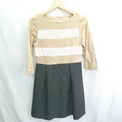 ◇ ⊂ anatelier アナトリエ 花柄レース 七分袖 ミニ丈 ワンピース サイズ36 ベージュ系 レディース E  【1410290013281】