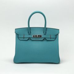 エルメス HERMES バーキン30 バーキン 30 バッグ トートバッグ エプソン ブルーパオン ブルー グリーン 青 緑 シルバー金具 ヴォーエプソン