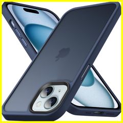 【在庫処分】Anqrp iPhone 15 用 ケース 半透明 マット 耐衝撃 滑り止め 米軍MIL規格 指紋防止 スマホケース アイフォン 15 ストラップホール付き ワイヤレス充電対応 アイホン15 カバー 6.1インチ ブルー