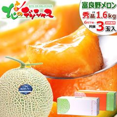 【出荷中】 北海道産 富良野メロン 3玉 (共撰/秀品/1玉 1.6kg/常温便) 赤肉メロン ふらのメロン お中元 暑中見舞い 残暑見舞い お盆 お供え ギフト 贈り物 果物 フルーツ ご家庭用 北海道 お取り寄せ
