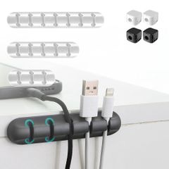 マグネット式＆粘着式 ケーブルホルダーセット ＵＳＢ ＨＤＭＩ 車 充電ケーブル対応 配線整理に便利なコード クリップ 収納オーガナイザー (ホワイト)