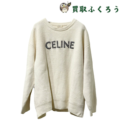 セリーヌ CELINE ロゴスタッズ オーバーサイズ ウール ニットセーター 2A68W642Q サイズXL オフホワイト 白