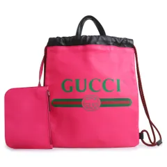 グッチ ドローストリング ミニ バックパック リュック デイパック レザー ピンク ブラック 黒 523586 GUCCI（未使用　展示品）
