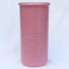 【人気機種】陶器 傘立て イタリア製 ピンク 縞模様 ストレート 傘立て アンティーク調 傘立て