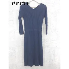 ◇ N. Natural Beauty Basic Vネック 長袖 膝下丈 ニット ワンピース サイズM ネイビー レディース 【中古】 【1002802522871】