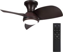 Parrot Uncle シーリングファンライト 照明 ファン 小型3枚羽根 LEDチップ内蔵 3ブレードスタイル DCモーター 天井照明 照明器具 省エネ 3羽根 吹き抜け リモコン付き 調光・調色 おしゃれ (ブラウン)