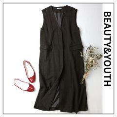 BEAUTY&YOUTH ビューティアンドユース ユナイテッドアローズ 2WAY ツイードライク ジャンパースカート＆ジレ ロング S ダークブラウン 茶 (76Y＋5922)25A