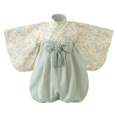【新品】 [regalo] ベビー 袴 2ピース 70cm ロンパース 女の子 男の子 和装 フォーマル 赤ちゃん お宮参り 百日祝 初節句 (70, メローグリーン) 0