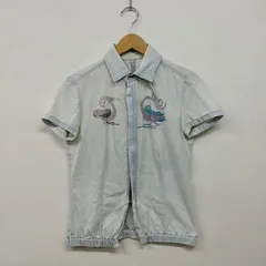 DIESEL ディーゼル フルジップ 半袖 シャツ ジャケット 鳳凰 フェニックス プリント ボーホーシック 00s オールド アーカイブ Y2K 古着 VINTAGE レディース サイズ S LF112のサムネイル