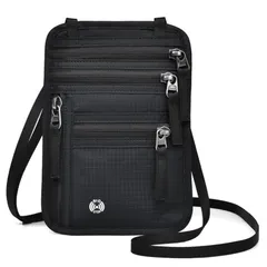 [ａｄｚｕ] パスポートケース 首下げ スキミング防止 セキュリティポーチ passport case シークレットポーチ 首掛け 海外旅行 薄型 (ブラック) [ブラック]