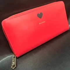 美品‼️Paul Smith ポールスミス 長財布 ラウンドファスナー レッド 赤 ハート ゴールド金具 Ag(E)11