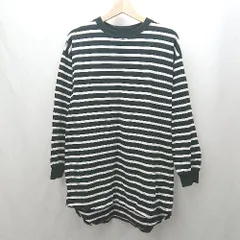 ◇ ⊇ SHIPS シップス ボーダー柄 長袖 Tシャツ サイズM ブラック系 レディース メンズ E  【1504240026312】