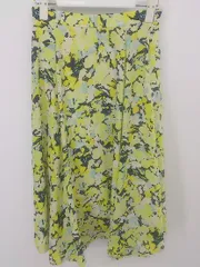 ◇ FRAY I.D フレイ アイディー 総柄 膝下丈 フレア スカート サイズ1 イエロー ネイビー マルチ レディース P  【中古】 【1208180002268】