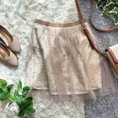 Apuweiser-riche 膝丈スカート　レース　花柄　ベージュ　パンツ
