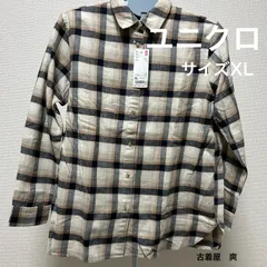 No.292ユニクロタグ付きフランネルチェック長袖シャツ　サイズXL