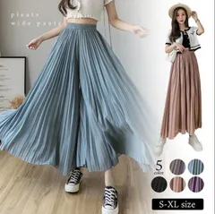 ワイドパンツ プリーツパンツ レディース 夏 ボトムス ガウチョパンツ ウエストゴム ズボン ロングパンツ 大きいサイズ ゆったり バギーパンツ 海cbrd85