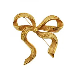 極美品✨ ディオール ブローチ CDロゴ リボン ゴールド 極美品✨ ディオール ブローチ CDロゴ リボン ゴールド