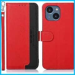 【在庫セール】人気 便利 マグネット開閉式 高級PUレザー おしゃれ 横置きスタンド機能 カード収納 カードポケット [RFIDブロッキング] ストラップ付き 耐衝撃 財布型携帯 ケース ケース ケース 手帳 プラス 15 レッド 15 手帳型 Rureu P