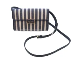 【中古】kate spade ケイト・スペード リーガン ストライプ キャンバス ウォレット クロスボディ レディース メンズ ユニセックス 日常使い 小さめバッグ コンパクト カード収納 A2503890 【無料ギフトラッピング承ります】
