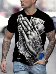 HIPHOP プリント 半袖Tシャツ 263  黒 派手 ストリート ダンス B系 ヤクザ ヤンキー オラオラ系 悪羅悪羅 ホスト 服 メンズ ファッション