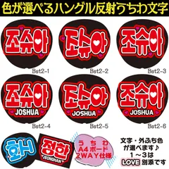 G反射うちわ文字【JOSHUAジョシュア】選べるハングル反射名前文字F3Lファンサ文字　セブチ SEVENTEENスローガン文字パネル文字連結文字
