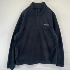 古着 コロンビア Columbia ハーフジップフリースジャケット ワンポイントロゴ アウトドア プルオーバー  ブラック メンズ