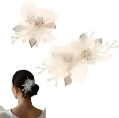 『数量限定』 花 クリップ パール 髪留め 子供髪飾り 成人式 おしゃれ 髪飾り 和装 浴衣 ヘアクリップ 2点セット 発表会 入学式 卒業式 Roczential 夏祭り 結婚式 ヘアアクセサリー