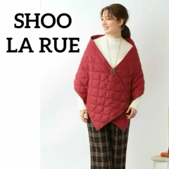 【SHOO LA RUE】2WAYライトダウンキルトケープ ストール ショール ブランケット｜軽くて暖かい｜レッド（赤）
