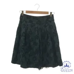 ☆美品☆ LEST ROSE レストローズ スカート ミニ レース 花柄 フレア プリーツ レディース グリーン ブラック 花柄 2 901-6254 送料無料 古着