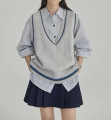 ウール混ニットベスト｜通勤オシャレ レイヤード