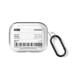 ONLYOU Airpods pro ケース おしゃれ 韓国 Airpods pro2 ケース かわいい クリア 透明 TPU レシート バーコード デザイン エアーポッズ プロ カバー イヤホンケース カラビナ (AirpodsPro(第1/2世代) ブラ