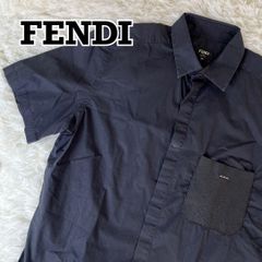 현행 태그 FENDI 셔츠 반소매 가죽 포켓 블랙 M 사이즈 39