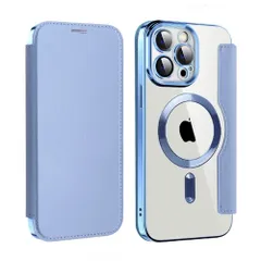 iPhoneケース iPhone16 16Pro 16ProMax 16Plus magsafe 手帳型 Pro Max プロ マックス スマホ 携帯 アイフォン アイホン カバー 耐衝撃 おしゃれ 韓国 カメラ保護 ブルー359