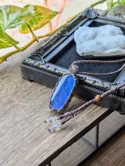 ☆ラブラドライト(ロイヤルブルー)☆マクラメ編みネックレス 314 ・天然石ネックレス