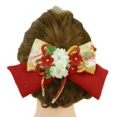 髪飾り リボン 卒業式 袴 成人式 つまみ細工 赤 振袖 前撮り 白 ちりめん 引箔 組紐 和柄 ラインストーン かんざし 日本製 粋 No.9-2933