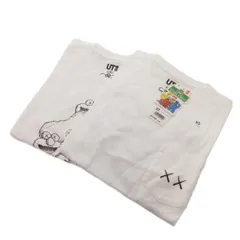 ユニクロ UNIQLO タグ付き KAWS SESAME STREET 2点セット まとめ Tシャツ プリント 半袖 XS 白 ホワイト /FF