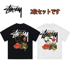 【新品未使用】STUSSY（ステューシー） Stussy Withered Flower T-Shirt 男女兼用 黑+白 2枚