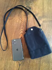 倉敷帆布　スマホポシェット　　スマホショルダー　スマホポーチ　　（ブラック）