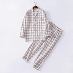 ☆ ベージュ×長袖長ズボン ☆ 2XL ☆ ルームウェア メンズ pk243 ルームウェア メンズ 上下 パジャマ 寝巻き 寝間着 寝巻 ルームウエア 部屋着 室内着 ナイトウェア ナイトウエア セットアップ 春 夏 前開き 綿 コットン 大きいサイズ