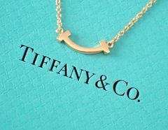TIFFANY&Co.(ティファニー)  K18 イエローゴールド Tスマイルマイクロネックレス 2.9g ペンダントネックレス