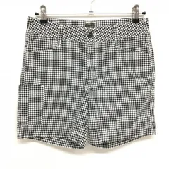 【超美品】エドウィンPremiere ハーフパンツ 黒×白 ギンガムチェック サッカー生地  レディース 9 ゴルフウェア EDWIN GOLF