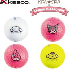 Kasco KIRASTAR Sanrio Characters Golf Balls, 1 Sleeve (3 Balls), Colored Balls