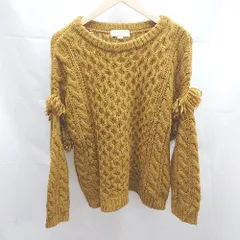 ◇ B:MING LIFE STORE by BEAMS ケーブル編み 肩フリンジ 長袖 ニット セーター サイズONE マスタード レディース E  【1303290002693】