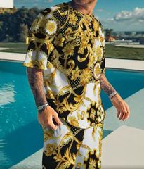 半袖シャツセットアップ ハーフパンツ 上下 060 柄シャツ 大きいサイズ ヤクザ ヤンキー オラオラ系 悪羅悪羅 服 メンズ ファッション